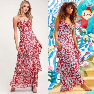 Lulu’s Saturday Sunrise Floral Tiered Maxi Dress